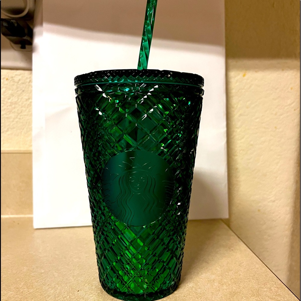 Starbucks Spring 2022 Emerald Green Jeweled Bling Grande Tumbler